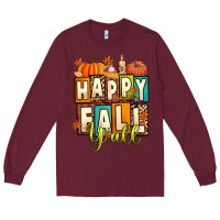 Burgundy happy fall y'all Long Sleeve Tee - Artiststas