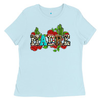 Baby Blue madre with roses and cactus Ladies Tee - AdoDesignShop