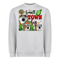 Heather Grey small town big spirit soccer Heavyweight Sweatshirt - Zillion Design Studio