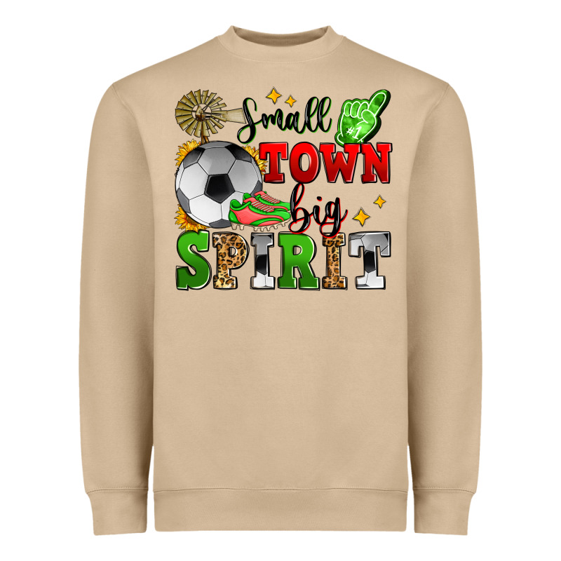 Small Town Big Spirit Soccer Heavyweight Sweatshirt by Zillion Design Studio | Teevron
