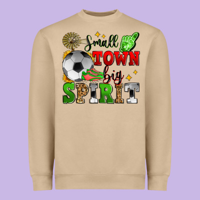 Small Town Big Spirit Soccer Heavyweight Sweatshirt Designed By Zillion Design Studio