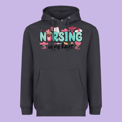 Nursing In My Heart Heavyweight Hoodie Designed By Maliassmallbusiness