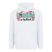 White nursing in my heart Heavyweight Hoodie - MaliasSmallBusiness