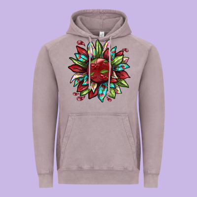 Cherry Sunflower Vintage Hoodie Designed By Texasbilliewilder