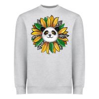 Heather Grey panda sunflower Heavyweight Sweatshirt - RanaPortraitStore