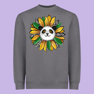 Panda Sunflower Heavyweight Sweatshirt Designed By Ranaportraitstore