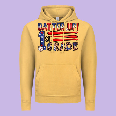 Batter Up 1st Grade Vintage Hoodie Designed By Jahusdesignshop