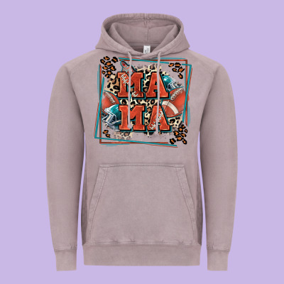 American Football Mama With Leopard Vintage Hoodie Designed By Zillion Design Studio