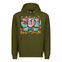Army Green god is my refuge and strength Premium Hoodie - LillyAllenDesigns