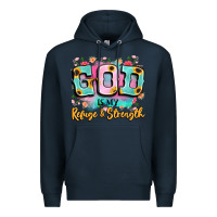 Navy god is my refuge and strength Premium Hoodie - LillyAllenDesigns