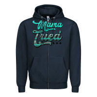 Navy mama tried aztec turquoise Zipper Hoodie - AdoDesignShop