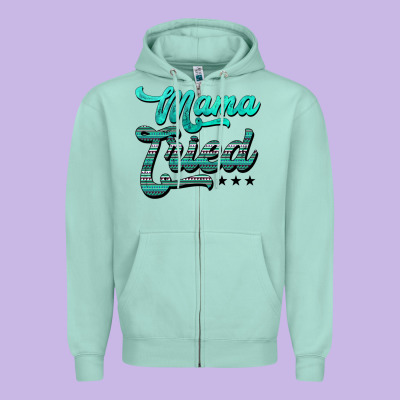 Mama Tried Aztec Turquoise Zipper Hoodie Designed By Adodesignshop