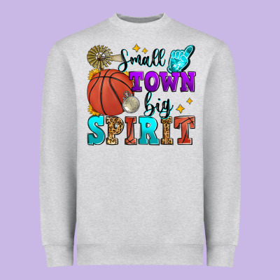 Small Town Big Spirit Basketball Heavyweight Sweatshirt Designed By Zillion Design Studio