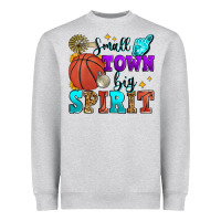 Heather Grey small town big spirit basketball Heavyweight Sweatshirt - Zillion Design Studio