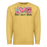 Antique Gold peace love books Premium Sweatshirt - MaliasSmallBusiness