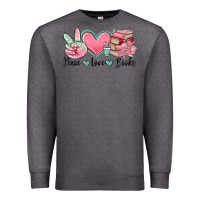 Charcoal Heather peace love books Premium Sweatshirt - MaliasSmallBusiness