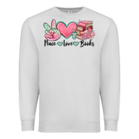 Dove Grey peace love books Premium Sweatshirt - MaliasSmallBusiness
