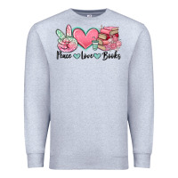 Heather Grey peace love books Premium Sweatshirt - MaliasSmallBusiness