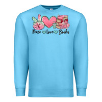 Ocean Blue peace love books Premium Sweatshirt - MaliasSmallBusiness