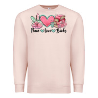 Pale Pink peace love books Premium Sweatshirt - MaliasSmallBusiness