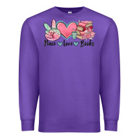Purple peace love books Premium Sweatshirt - MaliasSmallBusiness