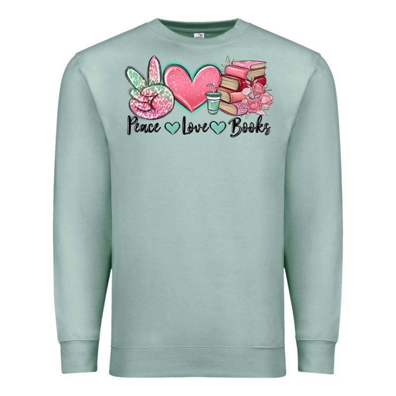 Peace Love Books Premium Sweatshirt by MaliasSmallBusiness | Teevron
