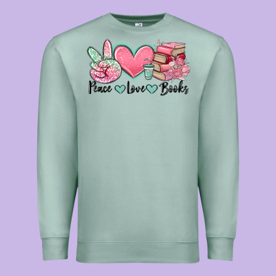 Peace Love Books Premium Sweatshirt Designed By Maliassmallbusiness
