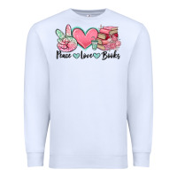 White peace love books Premium Sweatshirt - MaliasSmallBusiness