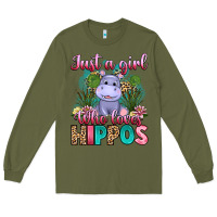 Army Green just a girl who loves hippos Long Sleeve Tee - Artiststas