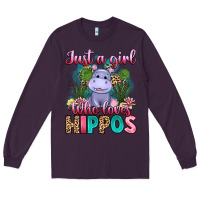 Plum just a girl who loves hippos Long Sleeve Tee - Artiststas