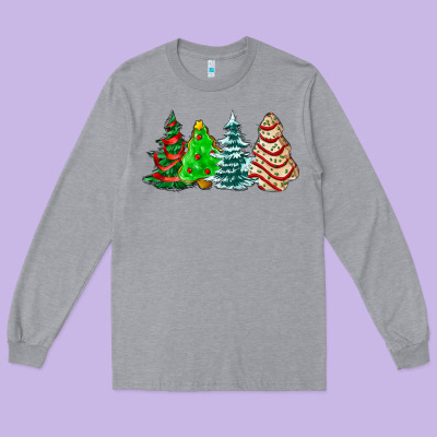 Christmas Tree Cakes And Christmas Trees  Ado Long Sleeve Tee Designed By Adodesignshop