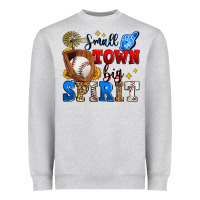Heather Grey small town big spirit baseball Heavyweight Sweatshirt - Zillion Design Studio