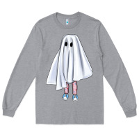 Heather Grey cute ghost Long Sleeve Tee - BundleAndBundleShop