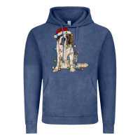 Vintage Denim saint bernard with christmas lights Vintage Hoodie - RanaPortraitStore