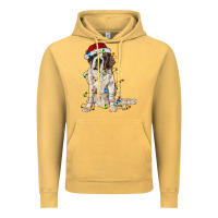 Vintage Mustard saint bernard with christmas lights Vintage Hoodie - RanaPortraitStore