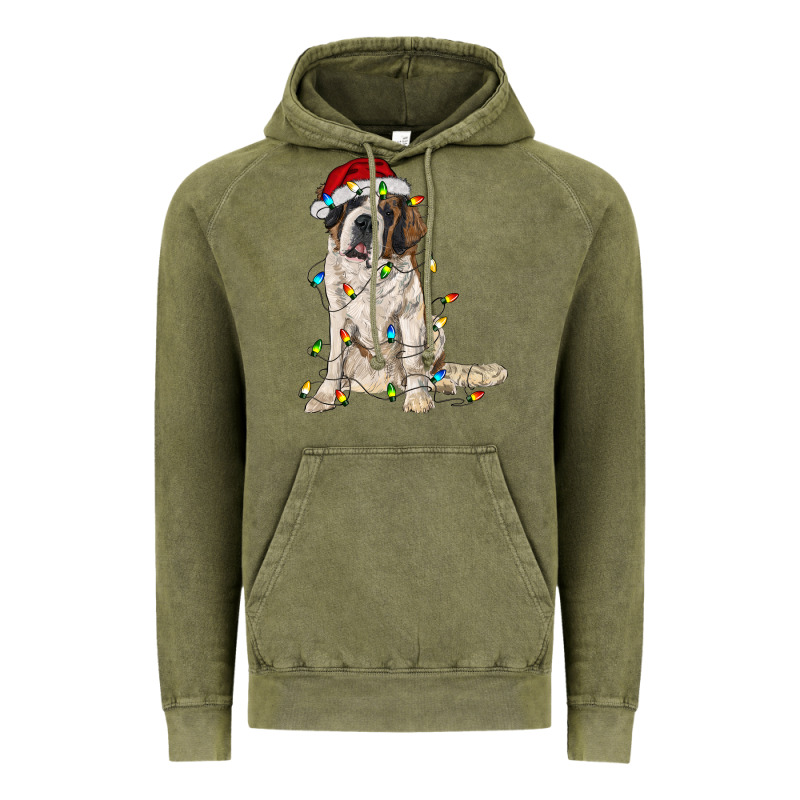Saint Bernard With Christmas Lights Vintage Hoodie by RanaPortraitStore | Teevron