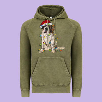 Saint Bernard With Christmas Lights Vintage Hoodie Designed By Ranaportraitstore