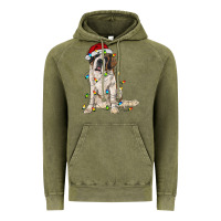 Vintage Olive saint bernard with christmas lights Vintage Hoodie - RanaPortraitStore