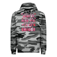 Slate Camo you are worthy beautiful loved enough valentines Premium Hoodie - LillyAllenDesigns