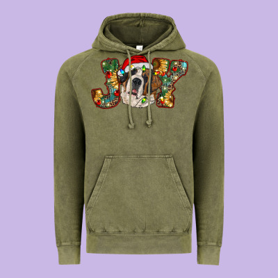 Saint Bernard Christmas Joy, Vintage Hoodie Designed By Ranaportraitstore