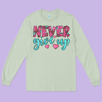 Never Give Up Long Sleeve Tee Designed By Jahusdesignshop