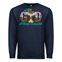Navy with god all things are possible Premium Sweatshirt - NancyCooperArtShop