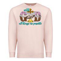 Pale Pink with god all things are possible Premium Sweatshirt - NancyCooperArtShop