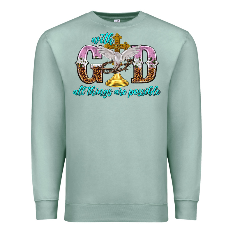 With God All Things Are Possible Premium Sweatshirt by NancyCooperArtShop | Teevron