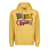 Antique Gold rollin' with my krewe mardi gras Premium Hoodie - LillyAllenDesigns
