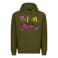 Army Green rollin' with my krewe mardi gras Premium Hoodie - LillyAllenDesigns