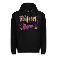 Black rollin' with my krewe mardi gras Premium Hoodie - LillyAllenDesigns