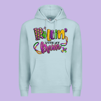 Rollin' With My Krewe Mardi Gras Premium Hoodie Designed By Lillyallendesigns