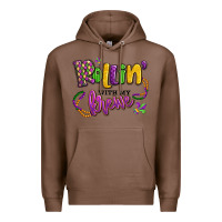 Chestnut rollin' with my krewe mardi gras Premium Hoodie - LillyAllenDesigns