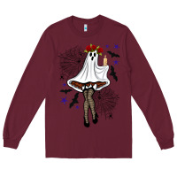 Burgundy freak ghost halloween Long Sleeve Tee - BundleAndBundleShop